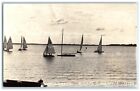 1940 Sailboats West Lake Okoboji Milford Iowa IA RPPC Photo Vintage Postcard