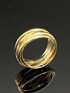 Solid 14K Yellow Gold Diamond Cut High Polish Coil Crossover Band Ring