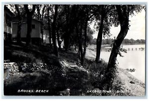 Okoboji Iowa IA Postcard RPPC Photo Brooks Beach Cottages 1950 Posted Vintage