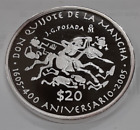2005 Mexico 20 Pesos Silver Coin Proof Don Quixote Commemorative in OGP