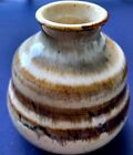 Small Drip Glaze Decorative Studio Art Pottery Vase Bottle Brown White & Tan