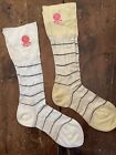 Vintage 1930s Striped Silk Mens Socks - 2 Pairs
