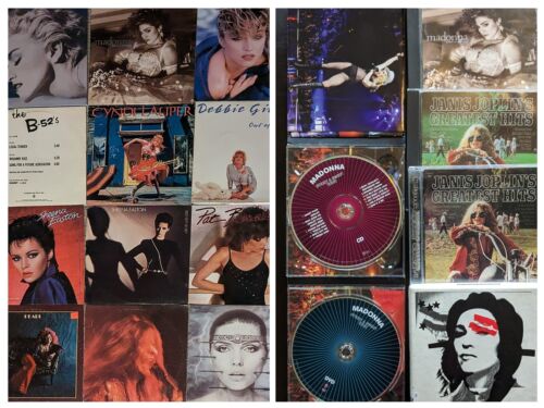 Lot of 20 LPS & CDs Female Singers Classic Rock Madonna Joplin Debbie Cyndi B52s
