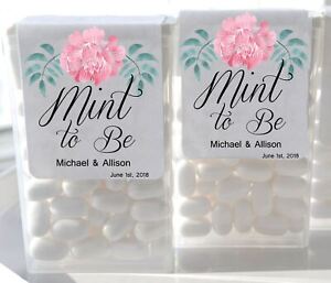 24ct Personalized Tic Tac Labels - Pink Hibiscus MINT TO BE Wedding Favors