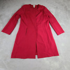 Chico's Long Coat Jacket Women Size 2 Red Pockets Tight Knit Snap Closure