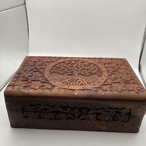 New ListingTree of Life Carved Wood Box 5x7