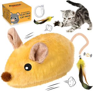 Interactive Cat Toys Mouse for Indoor Cats Rechargeable LED Cat Mouse Toy Tail