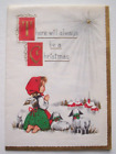 Angel prays with lamb embossed vintage Christmas greeting cards *JJ13