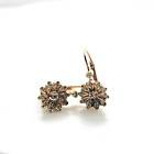 Cute 18k Solid Yellow Gold Diamond Cluster Earrings @1$ No Reserve Auction