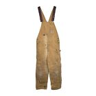 Carhartt VTG 80s Duck Wash Insulated Double Front Knee Overalls Tan Brown 34x32