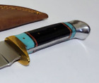 BUFFALO HORN TURQUOISE HUNTING BOWIE KNIFE W/ SHEATH CASE UNBRANDED !