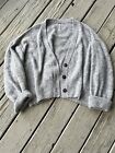 Free People Women Small Vneck Cropped Oversized Button Cardigan Gray Boho