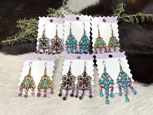 Wholesale Earrings Chandelier Dangle earrings lot of 6 Brown Gold Turquoise