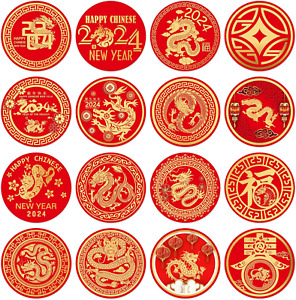 112Pcs Happy Chinese New Year Stickers 2024 Year of the Dragon Candy Stickers Lu