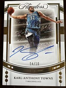 New Listing2022-23 Panini Flawless Basketball Karl Anthony Towns Gold Auto 04/10