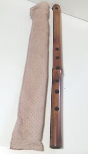 Vintage Side Blown Flute Bamboo Hand Carved Instrument F# EUC With Bag READ!