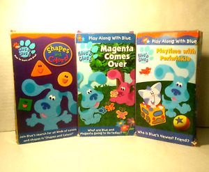 Blue's Clues VHS Lot of 3 For Kids Periwinkle Magenta Comes Over Shapes Colors