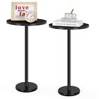 Set of 2 Modern Black Round Side Table Small End Coffee Table Indoor Outdoor Use