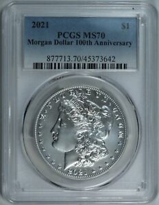 2021-P PCGS MS70 Morgan Silver Dollar 100th Anniversary Blue Label