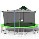 16ft Outdoor Trampoline for Kids Adlut with Enclosure Net Basketball Hoop