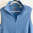 Orvis 100% Cotton Sleeveless Sweater Vest Medium 3/4 Zip Light Blue Fly Fishing