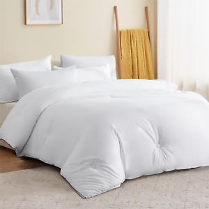 Fluffy Duvet Insert King - Lightweight Cooling Bedding Comforter King Size White