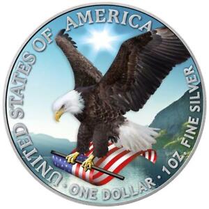 AMERICAN EAGLE COLORIZED 2022 1 oz .999 Silver Color Coin W/ COA