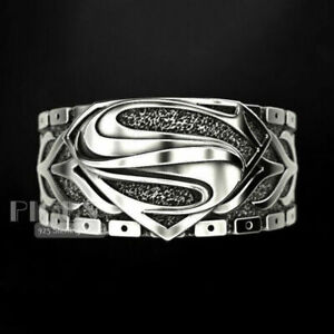Fashion Superman Silver Rings for Women/Men Jewelry Party Band Ring Size 6-11