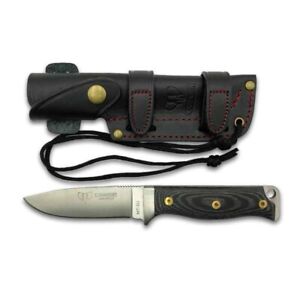 Cudeman Knives MT-5U Fixed Blade N695 Steel Micarta Handles Leather Sheath