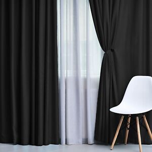 Thermal Insulated Room Darkening Grommet Solid Blackout Window Curtains Set of 2