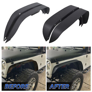 4PC For Jeep Wrangler JK 07-18 Flat Style Front & Rear Fender Flares Black Steel (For: Jeep)