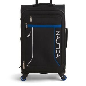 NAUTICA 3pc 21in/25in/29in Black Soft Case Expandable Spinner Luggage Set NWT