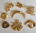 Vintage Gold Tone Brooch Pin Lot