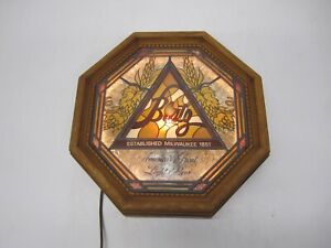 Vtg Blatz Great Light Beer Lighted Octagon Advertising Stained Glass Look Sign