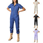 Women's Casual Rompers Short Sleeve Half Zip Long Pants Jumpsuits Summer Outfits