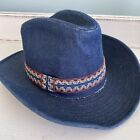 Vintage Boot Hill Denim Cowboy Hat Size M 6 3/4 - 6 7/8 Unisex 100% Cotton 