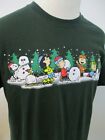 Peanuts Gang Christmas Carol Tree Snowman Green T-Shirt Charlie Brown Snoopy S