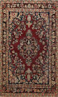 Pre-1900 Floral Mahal Traditional Antique Rug 4x6 Wool Hand-knotted Red Carpet