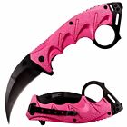 Pink Karambit Pocket Knife Spring Assisted Open Tactical Folding Claw Knife EDC