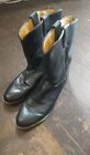 Justin Style 3133 Roper Mens Black Leather Cowboy Western Boots Size 12