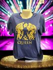 Queen Band Large T Shirt Blue Yellow Glittery Concert Logo Adam Lambert Tour
