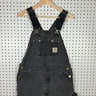 Vintage Carhartt Overalls Bibs Black Distressed Faded Unlined Double Knee 36x32