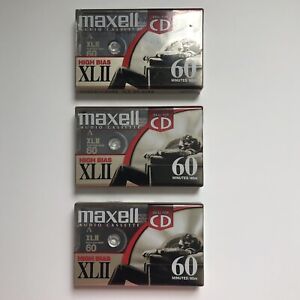 New LOT of 3 MAXELL XLII 60 Minute High Bias Blank Audio Cassette Tape