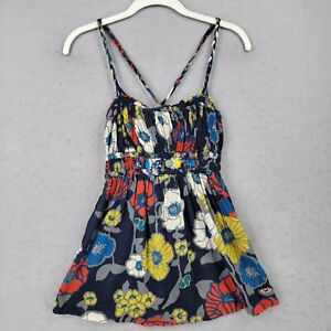 Hollister Y2K Babydoll Top Womens S Floral Beaded Adorable Braided Straps 2000s