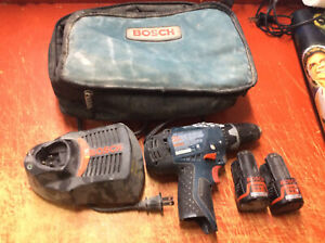 Bosch PS31 12V Cordless Drill/Driver  (2) batteries FAST charger w/ bag
