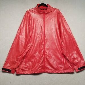 Nike Mens XXL Windbreaker Rain Jacket Full Zip Red Lightweight Longline