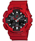 New Casio G-Shock GA100B-4A Analog-Digital Red Resin Black Dial Watch