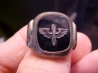 Onyx Stone Man's RING 10K Gold & Sterling WW 2 US Army Air Corps WINGS  Size 8.5
