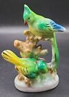 Vintage Ceramic Bird Figurine Japan Unmarked Green Blue Yellow Birds On Branch