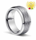 Men's 8mm Width Genuine Tungsten Carbide Celtic Knot Wedding Band Ring